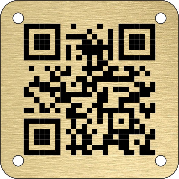 Brass Effect Screw Fixing Table Numbers 50mm Square QR Code